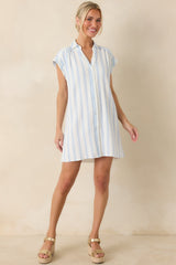 Z Supply Shellbound Ivory & Blue Stripe Cotton Mini Dress