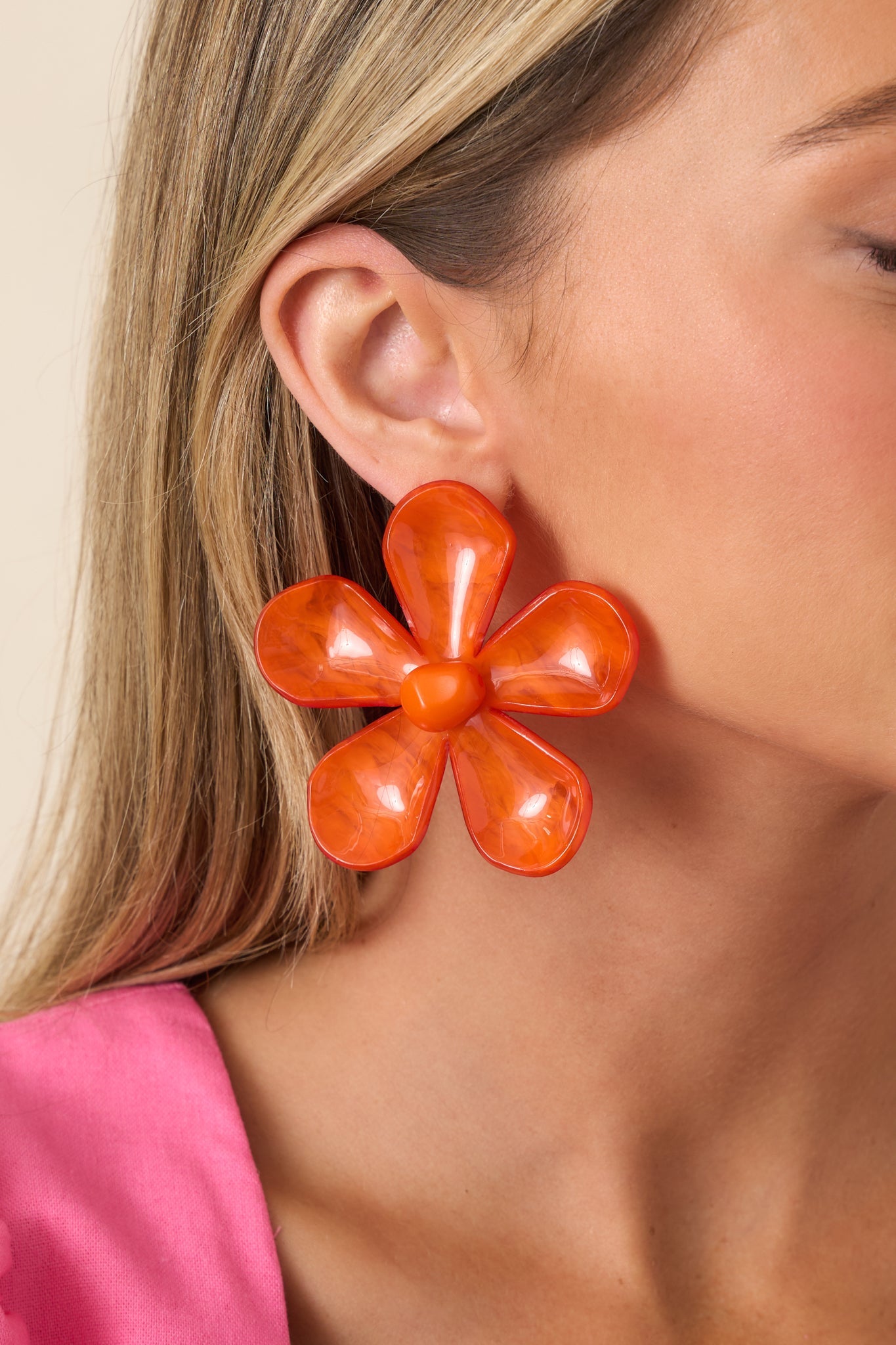 Say It Louder Orange Large Floral Statement Drop Earrings