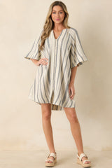 FRNCH Noronha Ivory & Black Stripe Cotton Mini Dress