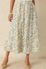 ASTR The Label Wylda Green Multi Cotton Floral Midi Skirt