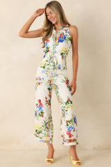Gather & Go Ivory Multi Floral Wide Leg Pants