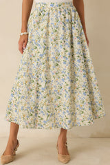 ASTR The Label Wylda Green Multi Cotton Floral Midi Skirt