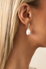 Café On The Corner White Floral Teacup Earrings