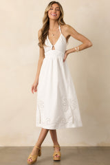 MINKPINK Romina Broderie White Midi Dress