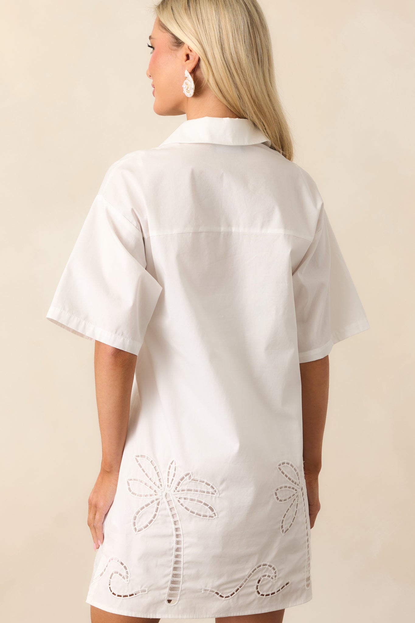 MINKPINK Romina Broderie White Shirt Dress