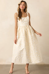Full Dance Card Butter Yellow Floral Jacquard Maxi Dress