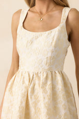 Full Dance Card Butter Yellow Floral Jacquard Maxi Dress