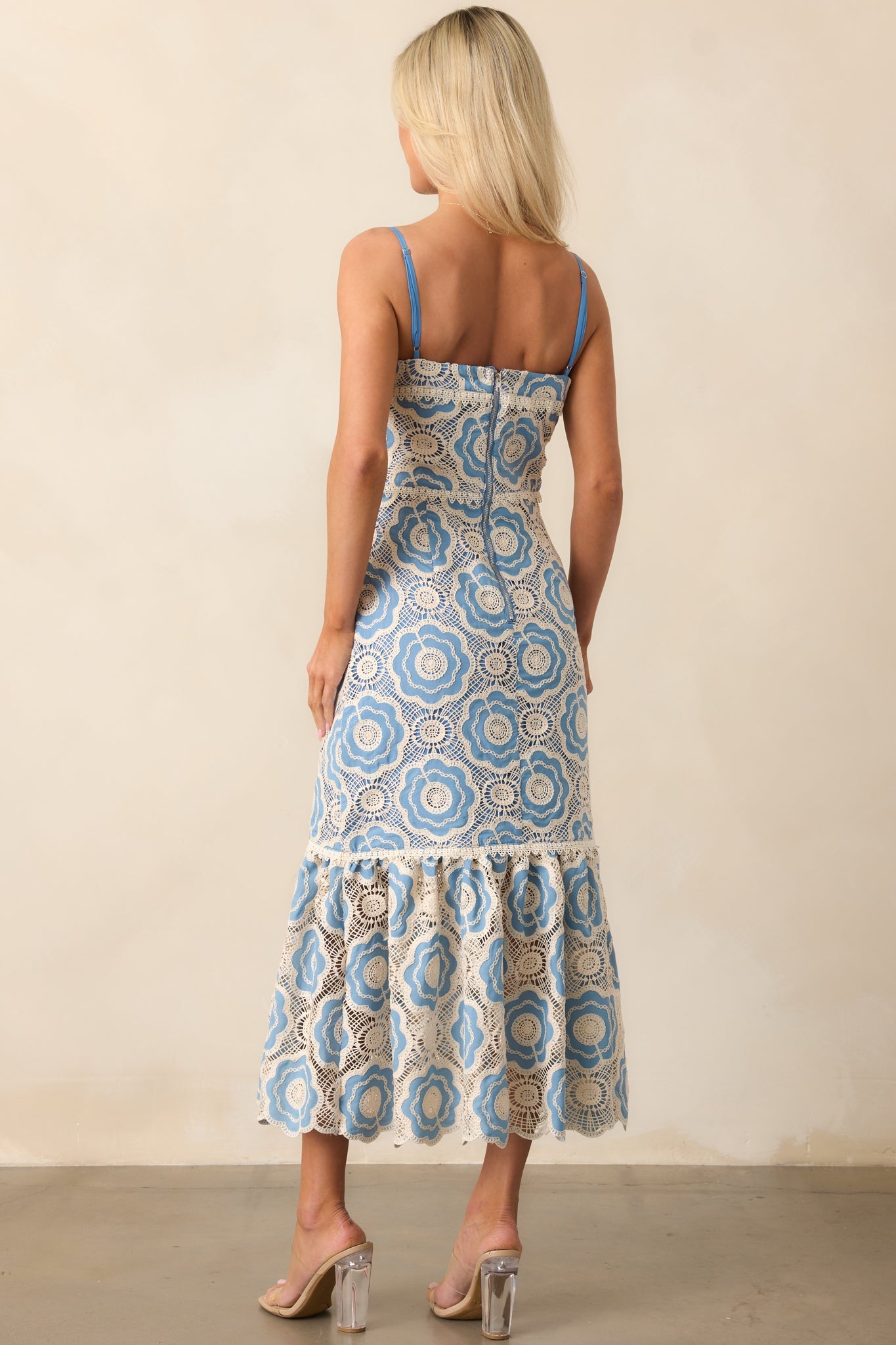 Simply Gorgeous Light Blue Embroidered Eyelet Maxi Dress
