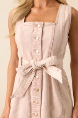 MINKPINK Dahlia Light Pink Denim Panel Mini Dress