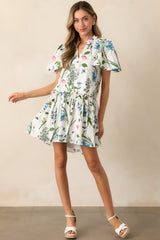 Everything In Bloom Ivory Multi Floral Cotton Mini Dress