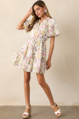 For Good Measure Ivory Floral Cotton Puff Sleeve Mini Dress