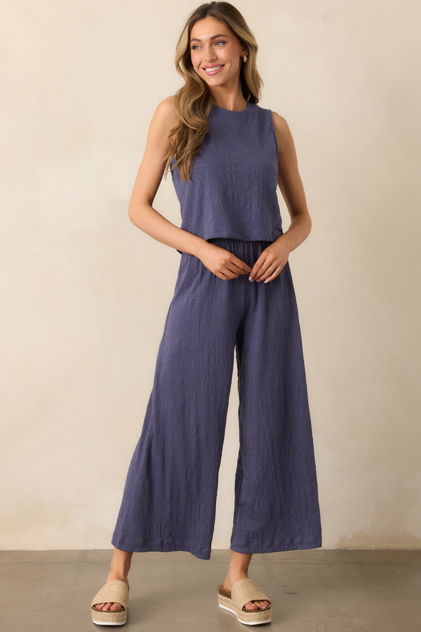 Z Supply Worn Blue Sloane Textured Slub Top