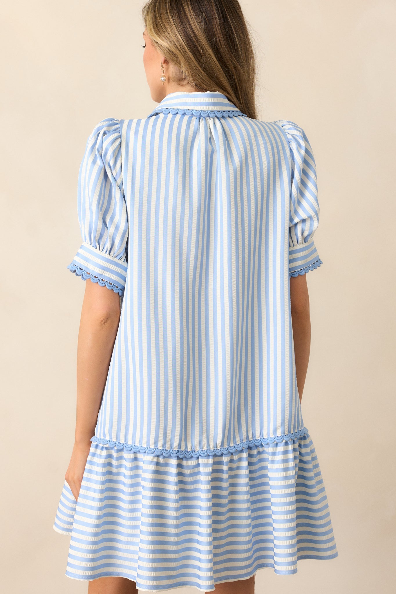 Soda Shop Sweetheart Blue Stripe Mini Dress