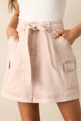 MINKPINK Dahlia Light Pink Denim Mini Skirt