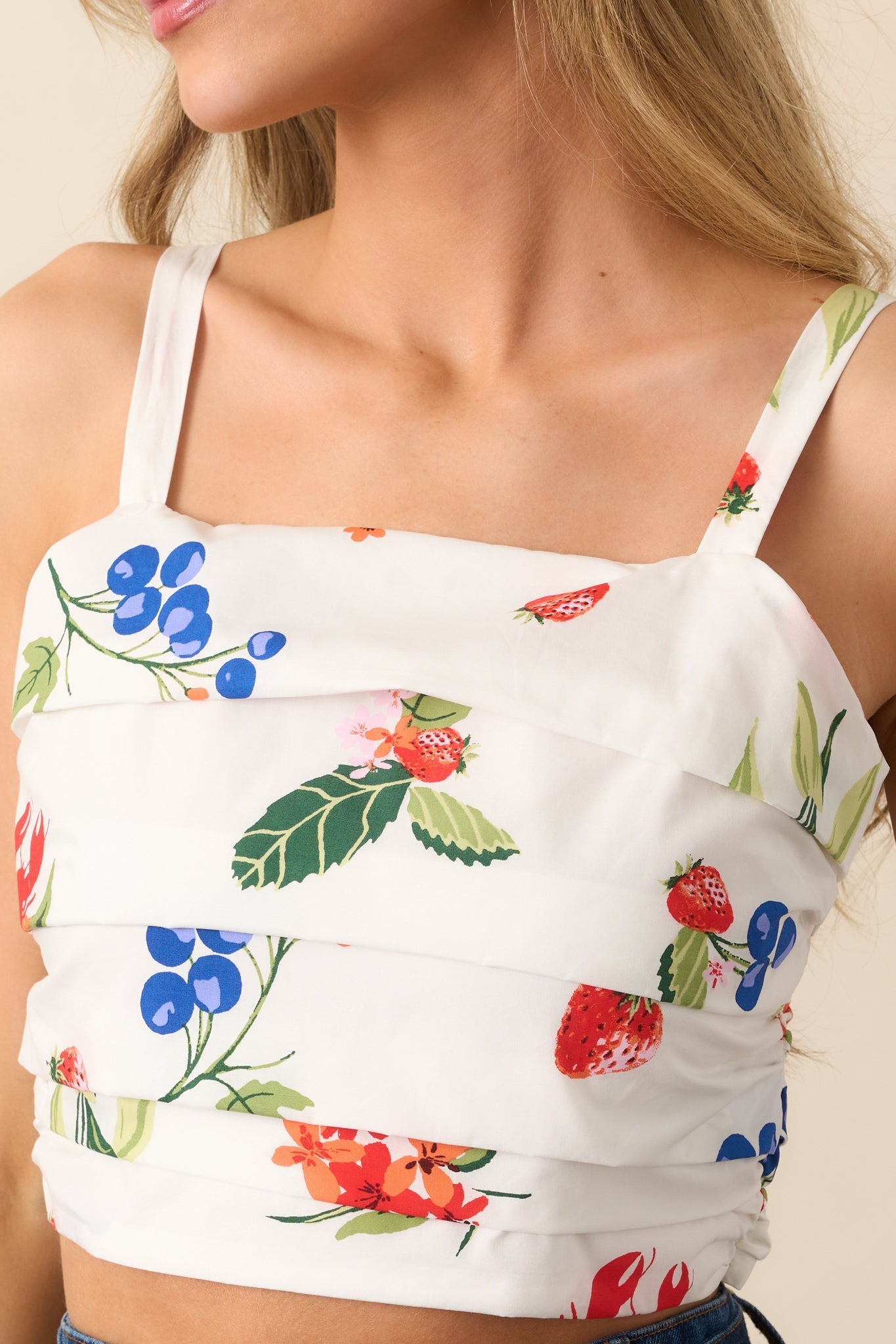 Made For Sunny Days White Cotton Coastal Print Crop Top