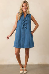 Nothing More Medium Wash Cotton Denim Mini Dress