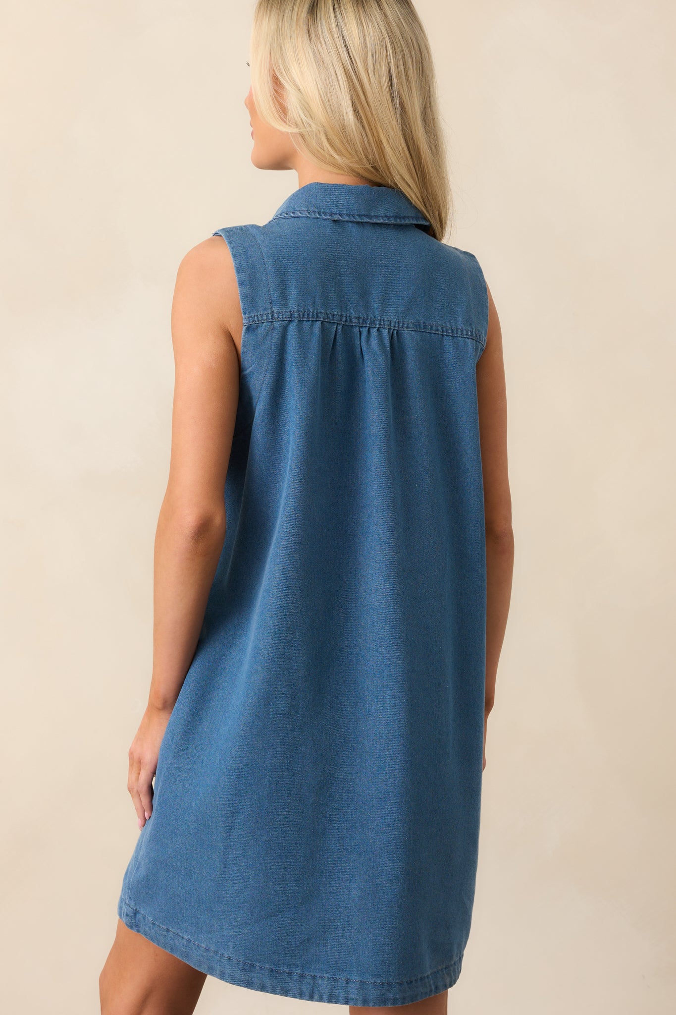Nothing More Medium Wash Cotton Denim Mini Dress