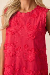 No Comparison Red Floral Embroidered Mini Shift Dress