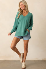 Z Supply Botanical Green Modern V-Neck Weekender