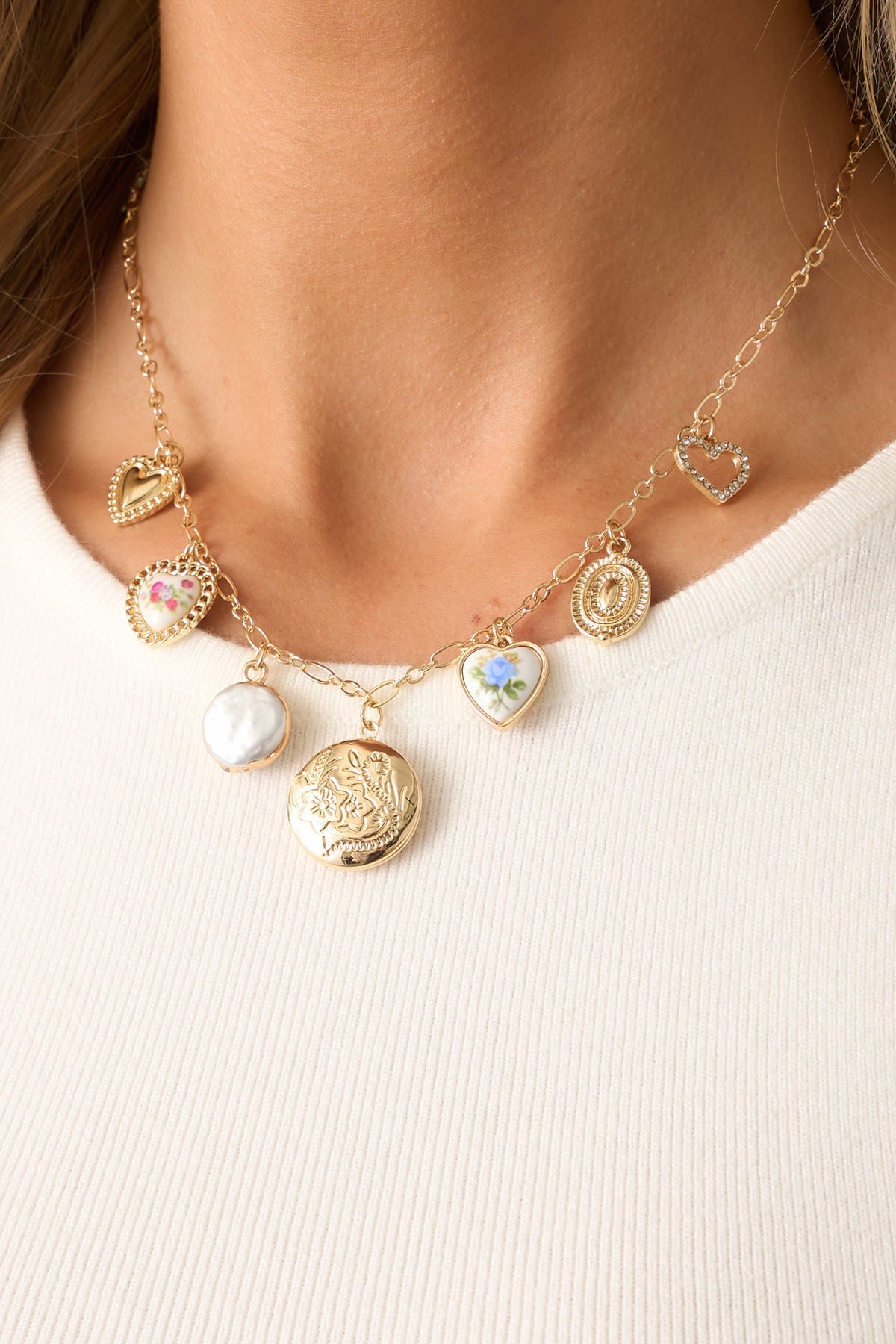 So In Love Gold Multi Charm Necklace