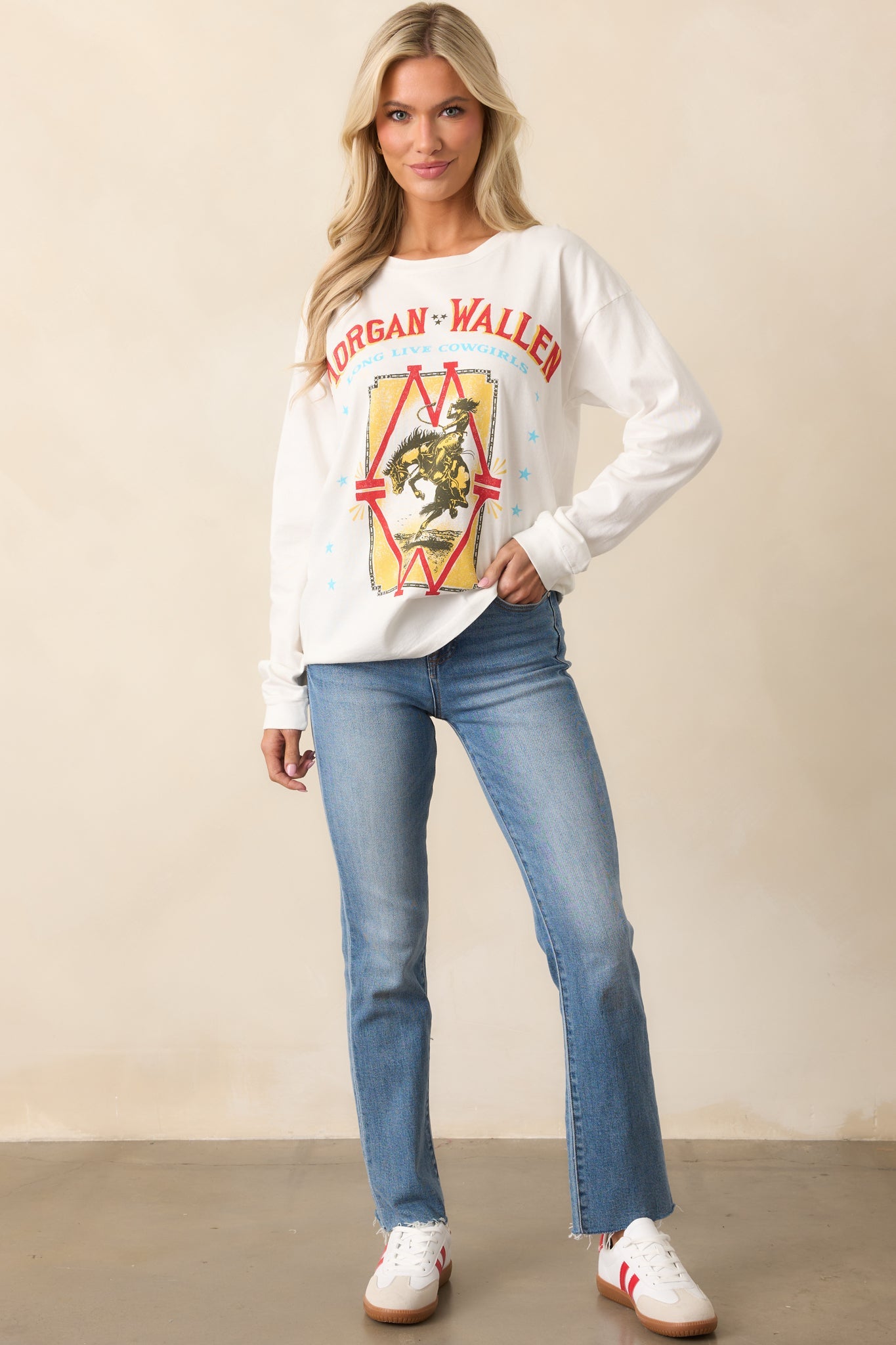 Morgan Wallen Long Live Cowgirls White Relaxed Long Sleeve Tee