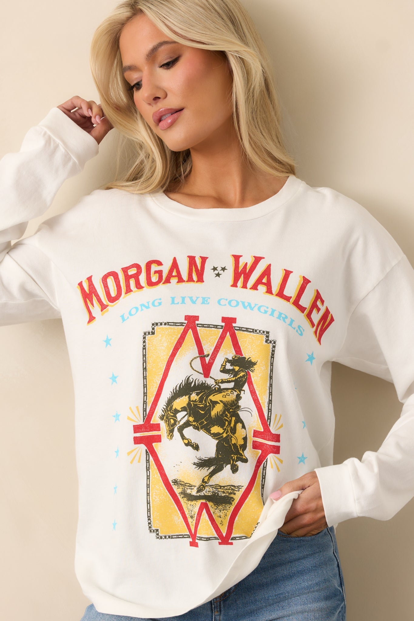 Morgan Wallen Long Live Cowgirls White Relaxed Long Sleeve Tee