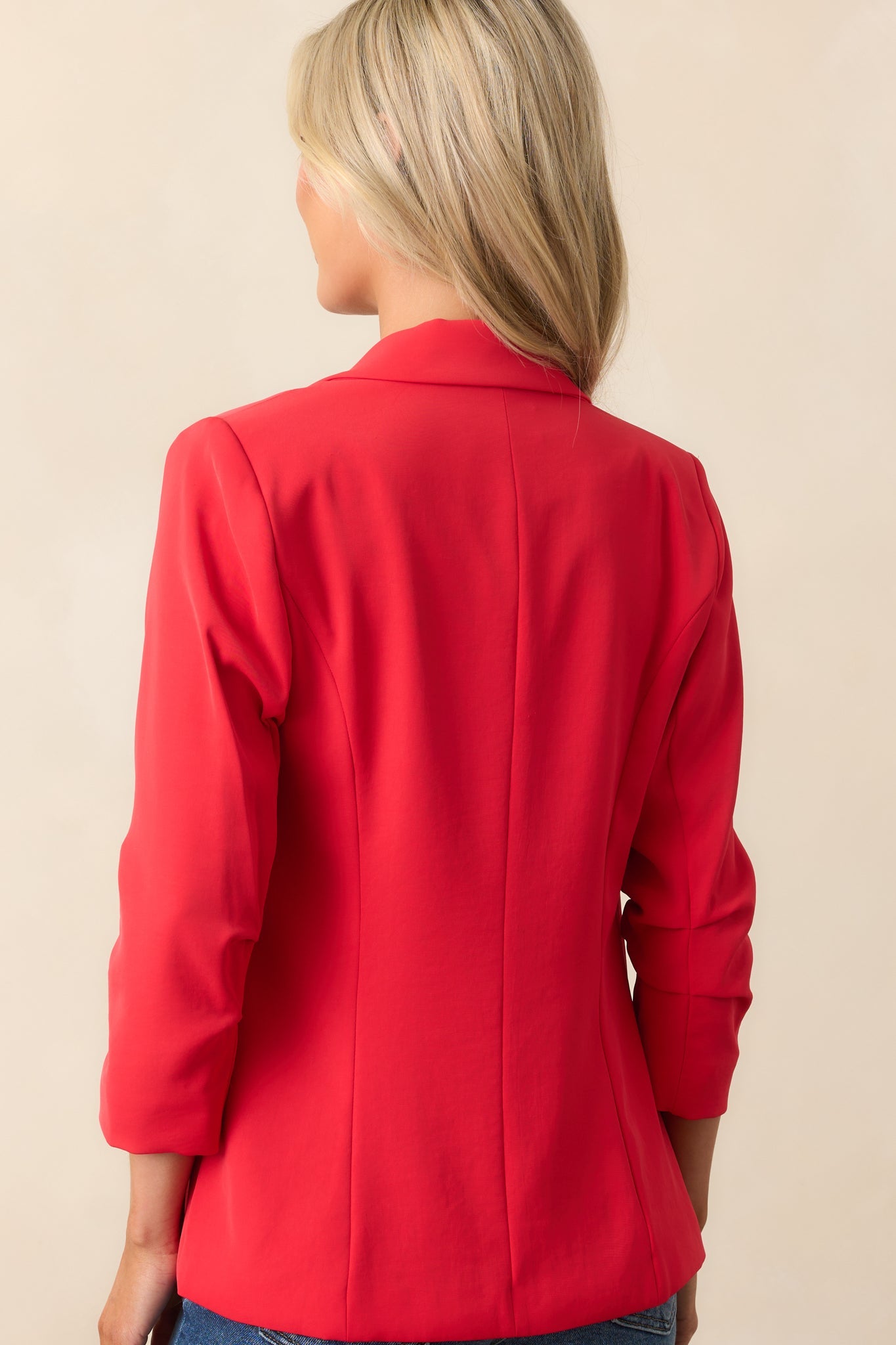 She Means Business Red Single-Breasted Tailored Blazer