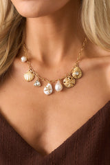 Riding The Wave Ivory Pearl & Gold Coastal Charm Necklace