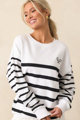Z Supply White Stripe Palisades Sweatshirt