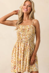Oceanic Opulence Beige Multi Print Mini Dress
