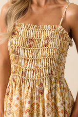 Oceanic Opulence Beige Multi Print Mini Dress