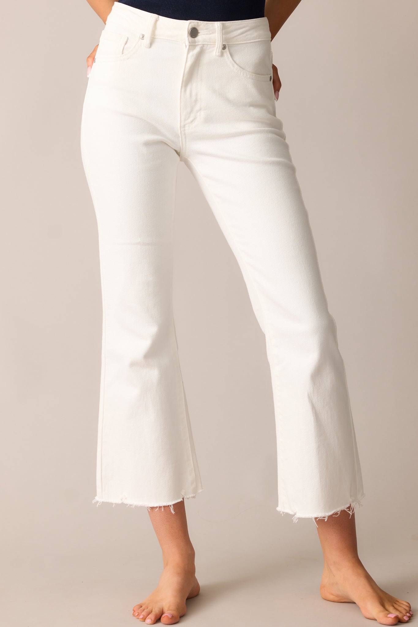 Terrific Timing White Cropped Flare Jeans