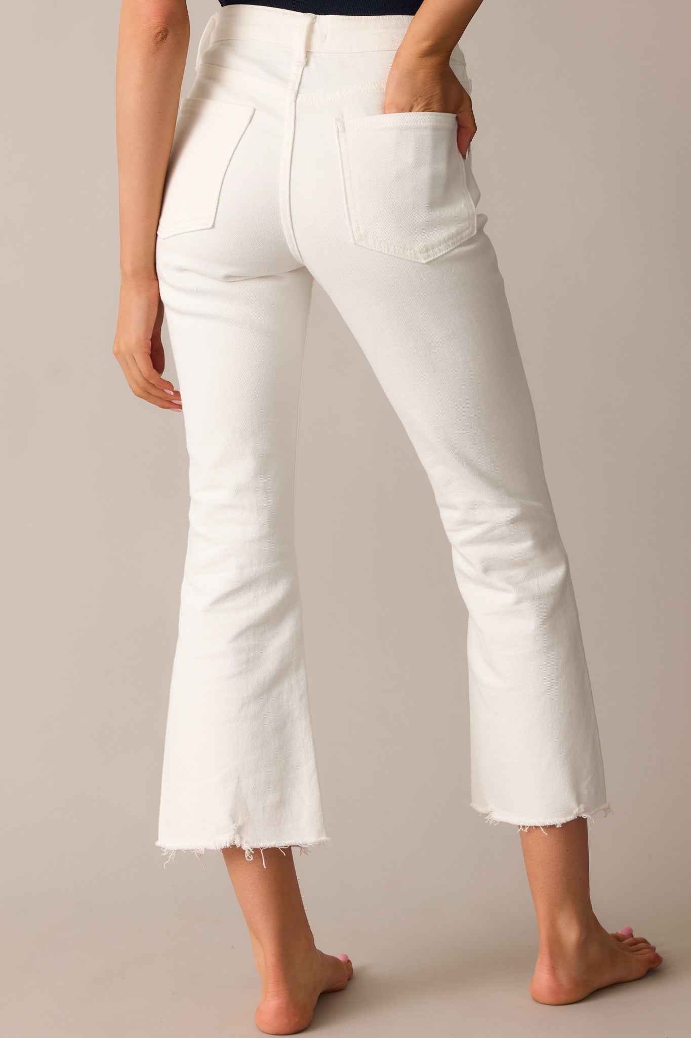 Terrific Timing White Cropped Flare Jeans