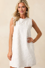 No Comparison Ivory Floral Embroidered Mini Shift Dress