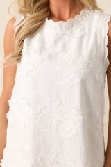 No Comparison Ivory Floral Embroidered Mini Shift Dress