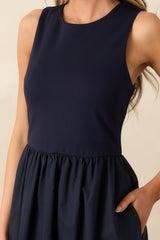 A World Full Of Wonder Navy Sleeveless Maxi Dress