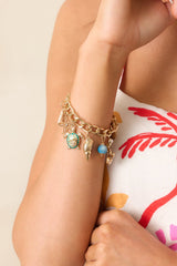 Island In The Sun Gold Multi Tropical Charm Bracelet