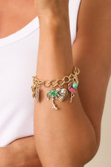 Sun-kissed & Carefree Gold Multi Tropical Charm Bracelet