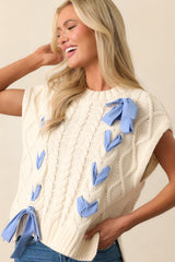 Story Untold Ivory Cable Knit Sweater Vest
