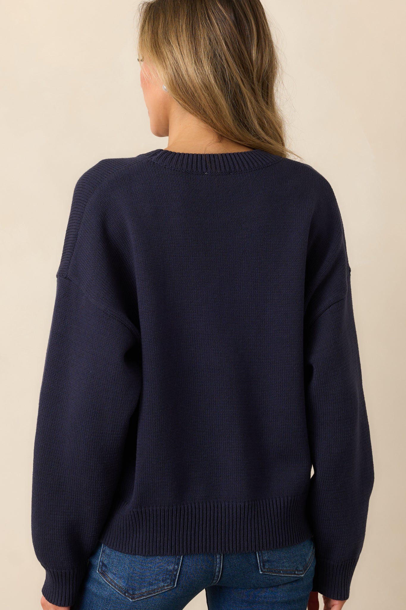 Taking Notes Navy Teddy Bear Oversized Sweater