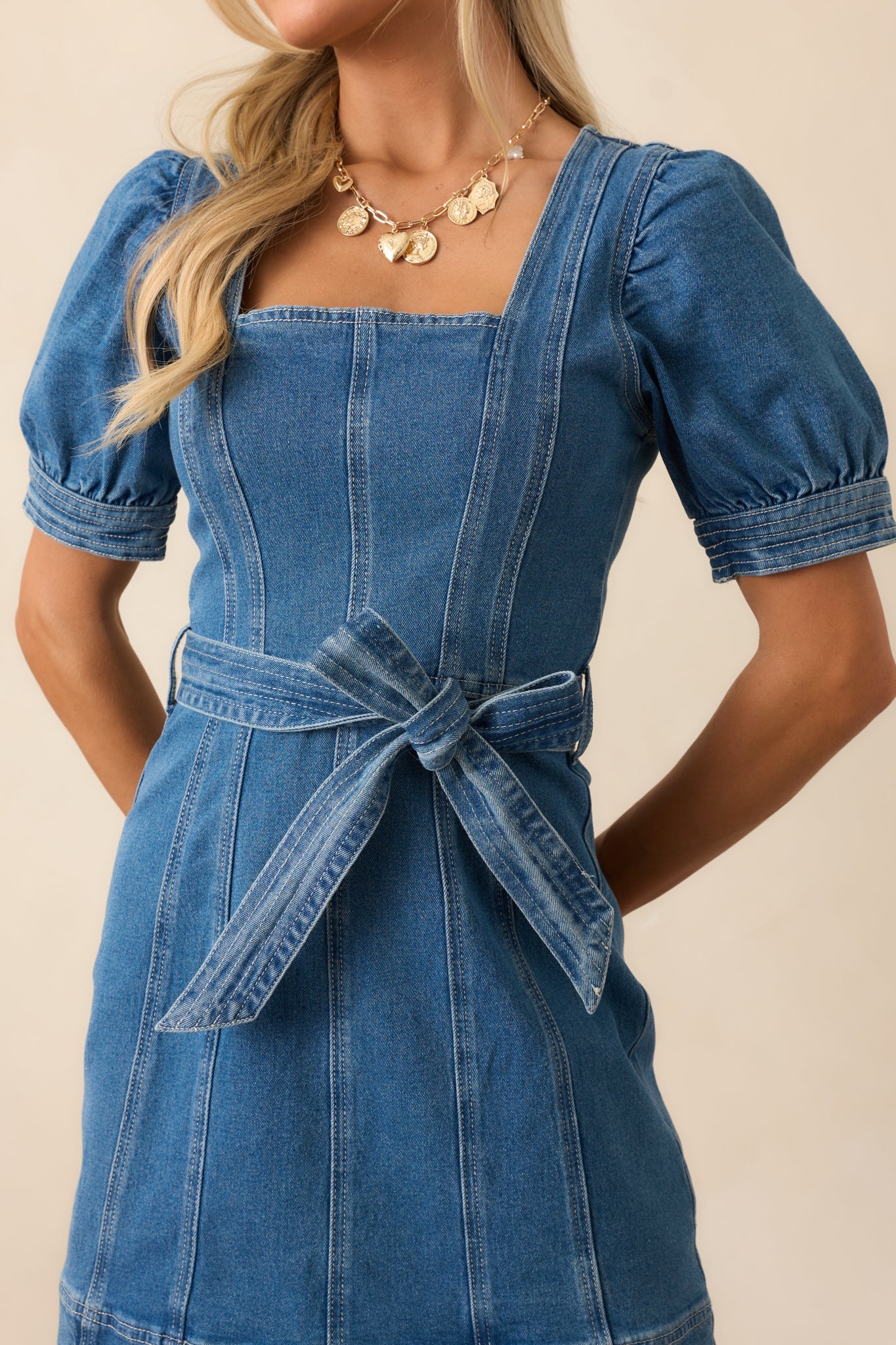 MINKPINK Ellis Denim Panel Mini Dress