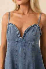 Distant Echoes Cotton Washed Denim Mini Dress