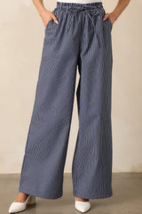 Stay For A While Navy Stripe Drawstring Pants