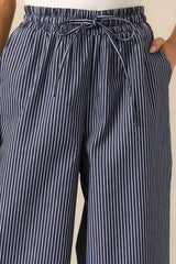 Stay For A While Navy Stripe Drawstring Pants