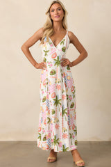 MINKPINK Gracie Ivory Fruity Floral Panel Midi Dress