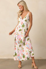 MINKPINK Gracie Ivory Fruity Floral Panel Midi Dress