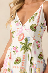 MINKPINK Gracie Ivory Fruity Floral Panel Midi Dress