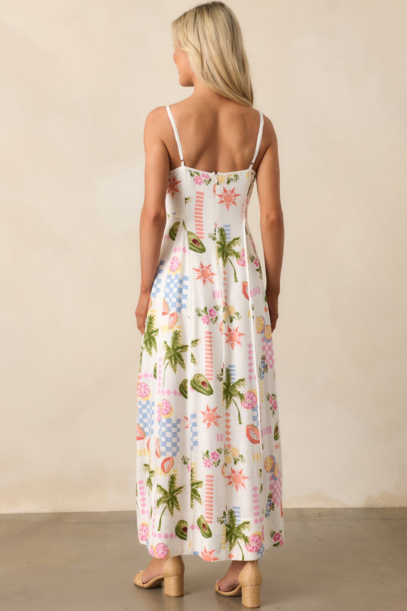 MINKPINK Gracie Ivory Fruity Floral Panel Midi Dress