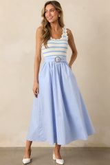 Greer Blue Belle Stripe Cotton Midi Dress