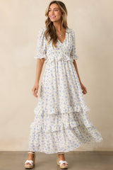 Tulip Tea Time Ivory Floral Ruffle Maxi Dress